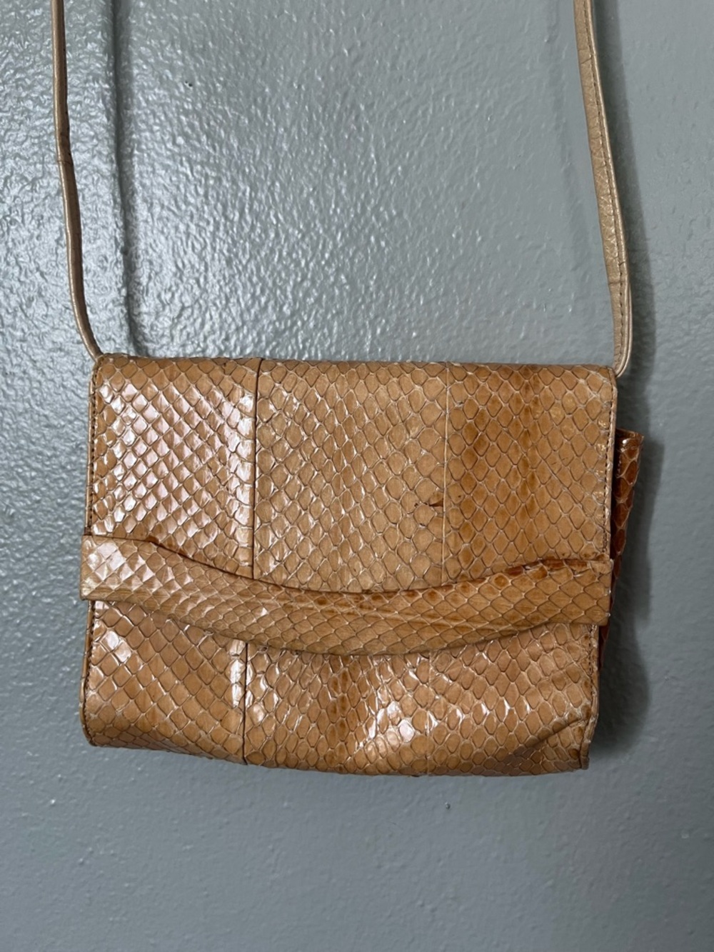 Bloomingdale's vintage  Tan snakeskin Crossbody Shoulder Bag